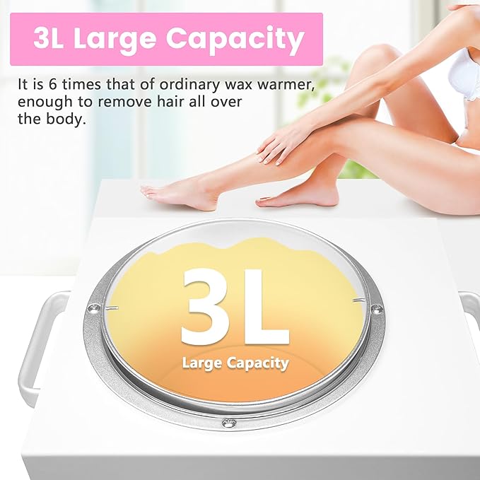 Single Wax Warmer Professional 3L Electric Wax Heater Machine Hold 5.5 Lbs Wax for Hair Removal, Large Wax Pot Paraffin Facial Skin Body SPA Salon Equipment with 100 Wax Sticks