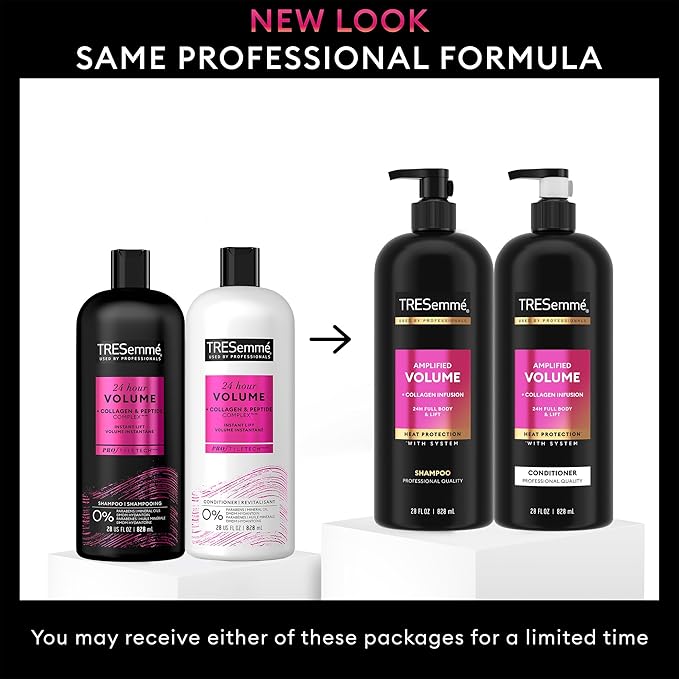 TRESemmé Shampoo and Conditioner Set, Amplified Volume + Collagen Infusion, 24H Full Body & Lift with Heat Protection + Keratin Repair Mask (3 Piece Set)