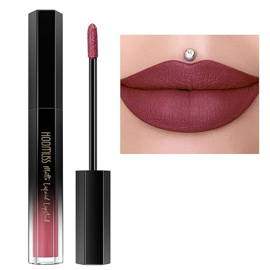 Dark Red Lipstick Long Lasting, Matte Liquid Lipsticks for Women Non Transfer Smudgeproof Smooth and Easy to Appy Cruelty Free Lip Color,M55 Dusty Rose
