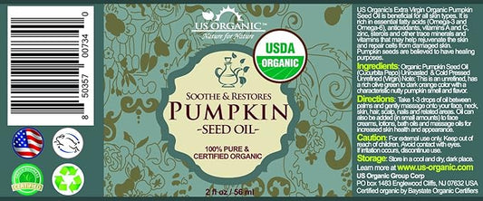 US Organic Pumpkin Seed Oil, USDA Certified Organic, Pure, Natural, Cold Pressed Virgin, Unrefined in Amber Glass Bottle w/Glass Eyedropper (Small (2 oz, 56 ml))