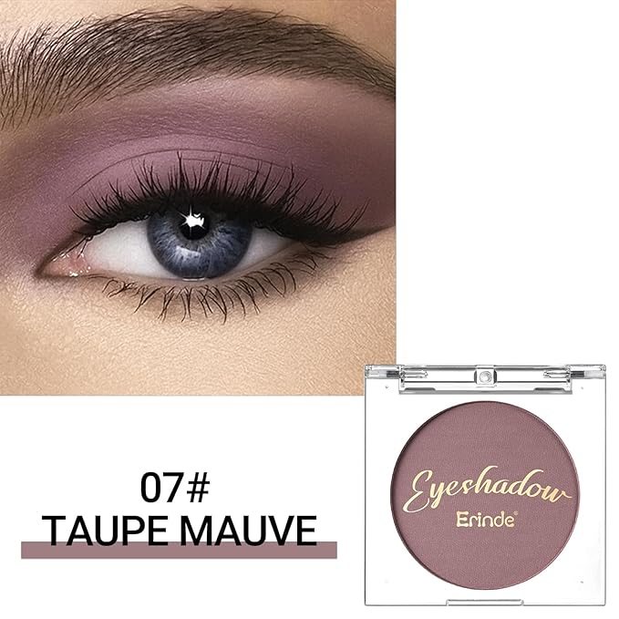 Erinde Mauve Taupe Matte Eyeshadow Palette Makeup for Older Women, Plum Purple Neutral Single Eye Shadow Powder for Green Eyes, High Pigment Waterproof Eyeshadow Sombra Para Ojos, 07