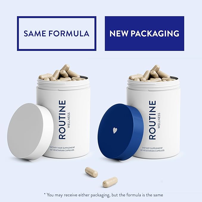 Routine Wellness Hair Growth Supplement - Clinically Tested for Thicker, Fuller Hair - Reduces Wrinkles, Fine Lines - Gluten Free, Ideal for Women & Men with Thinning Hair - 1 Bottle, 30 Day Supply