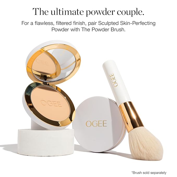 Ogee Sculpted Skin-Perfecting Makeup Setting Powder - Umber - FULL SET (Case & Refill) - Lightweight Powder Foundation Made with 70% Organic Ingredients