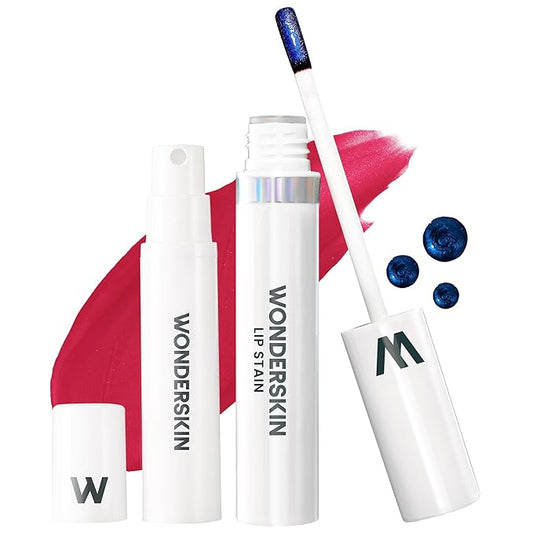 Wonderskin Wonder Blading All Day Lip Stain Peel Off Masque and Reveal Kit - Long Lasting, Waterproof Pink Lip Tint, Transfer Proof Natural Makeup Stain Kit (First Kiss)
