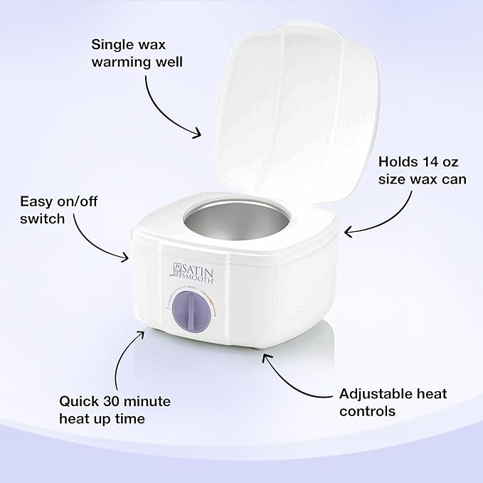 Satin Smooth Professional Single Wax Warmer for Hair Removal – SSW12C, Compact Wax Heater with Adjustable Temperature Control, Ideal for All Waxing Types