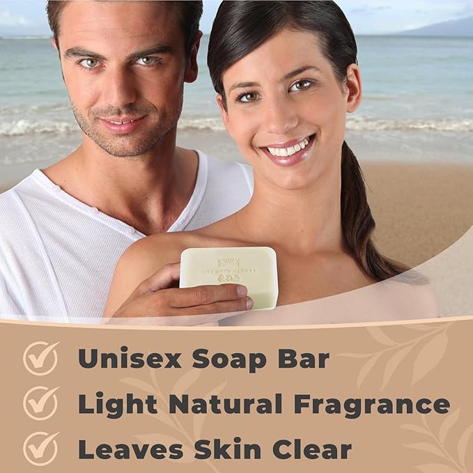 One With Nature Dead Sea Salt Soap 4oz 3-Pack – Purifying Soap Bar with Dead Sea Minerals for Face & Body, for Men & Women. Unscented.