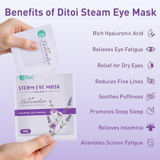 Steam Eye Mask, Heated Eye Mask for Sleep,Warm Compress with Hyaluronic Acid,Moist Heat for Dry Eye Relief,Spa,Stye Eye Treatment,Travel Essentials & Relaxation Gifts,Lavender 10 Packs