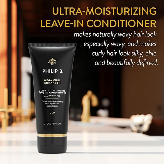 PHILIP B Mega Curl Enhancer, 2 fl. oz. (60 ml) - Ultra-Moisturizing Leave-in Conditioner, Repairs Dry Strands, Tames Frizz