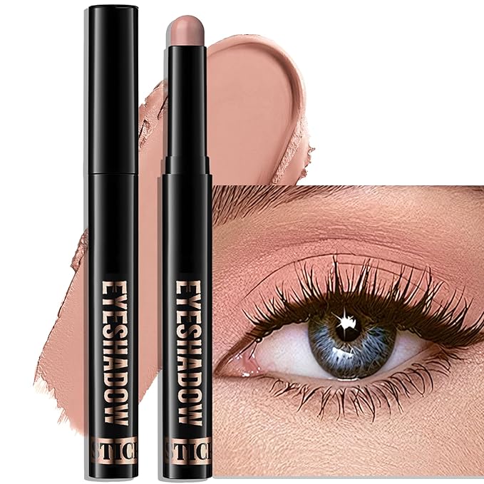 Eyeshadow Stick Medium Warm Brown, Matte Cream Eye Shadow Stick Waterproof Neutral Eyeliner Brightener Pencil Long-Lasting Eye Highlighter Makeup for Older Women Easy to Use High Pigmented