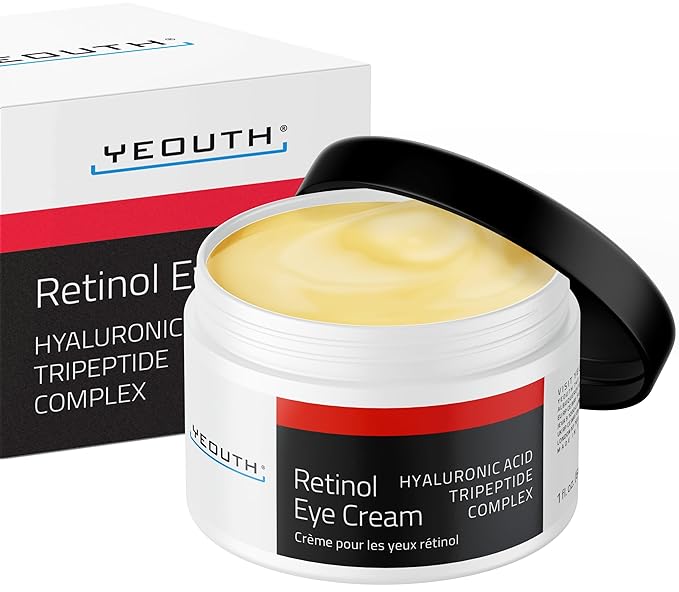 YEOUTH Retinol Eye Cream, Firming Under Eye Cream for Puffiness and Bags Under Eyes for Wrinkles and Dark Circles with Hyaluronic Acid and Tripeptides 1oz