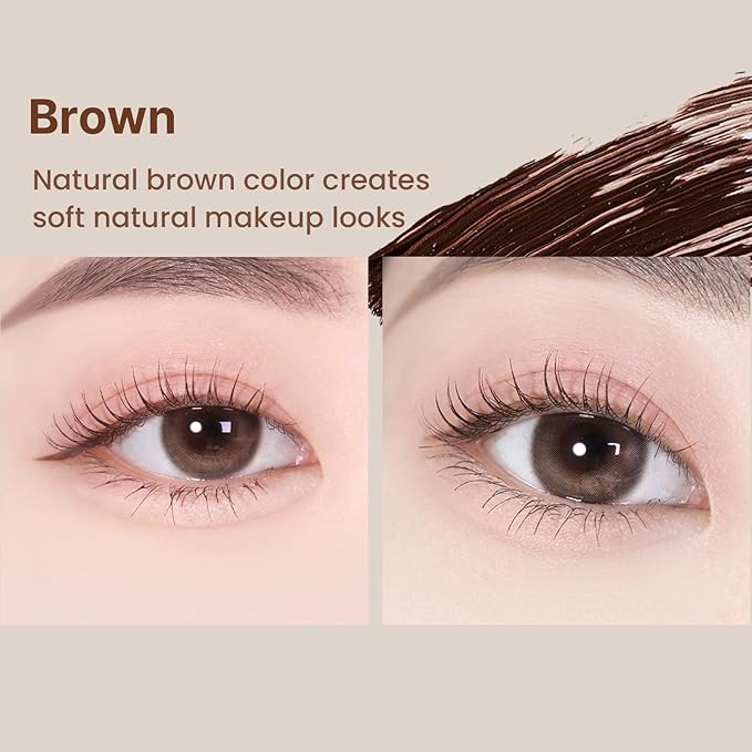 HEIMISH Dailism Smudge Stop Mascara, Curling & Lengthening, Long-lasting, Smudge-proof, Washable Cleansing Korean Mascara, 0.32oz/9g - Brown Curling