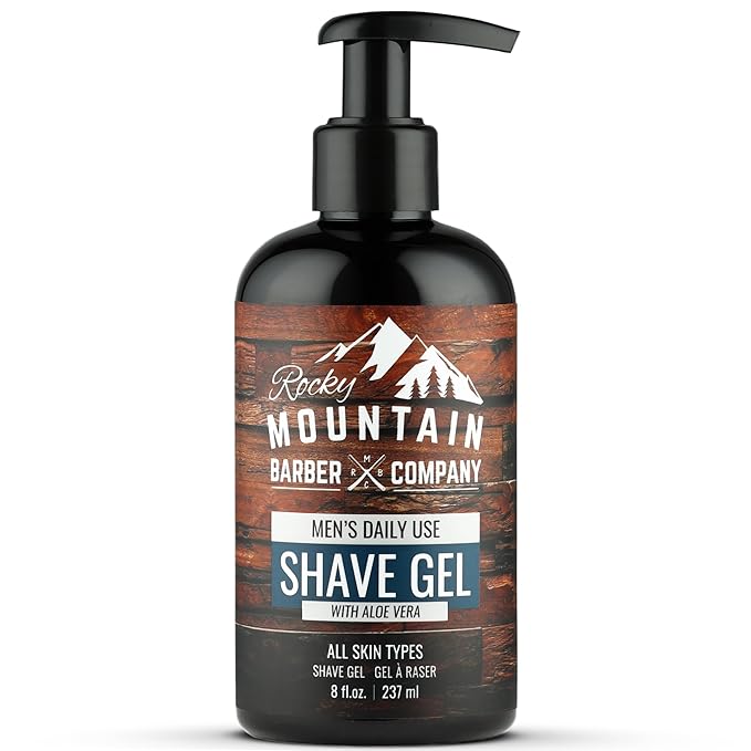 Men's Shave Gel - Clear Shaving Gel So You Can See Where You Are Shaving – For Full Shaves and Tightening Beard Lines - 8oz by Rocky Mountain Barber Company