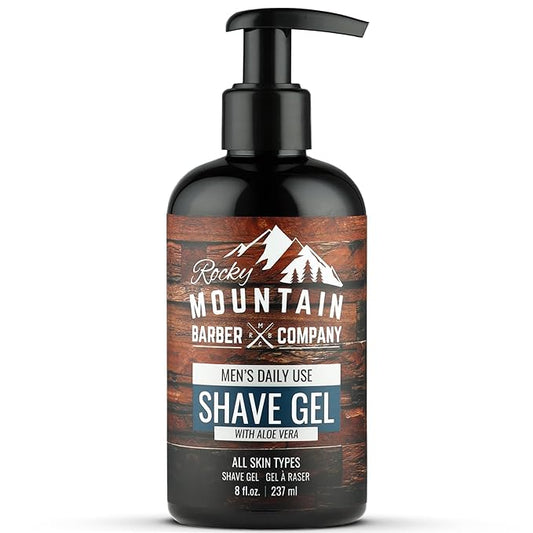 Men's Shave Gel - Clear Shaving Gel So You Can See Where You Are Shaving – For Full Shaves and Tightening Beard Lines - 8oz by Rocky Mountain Barber Company