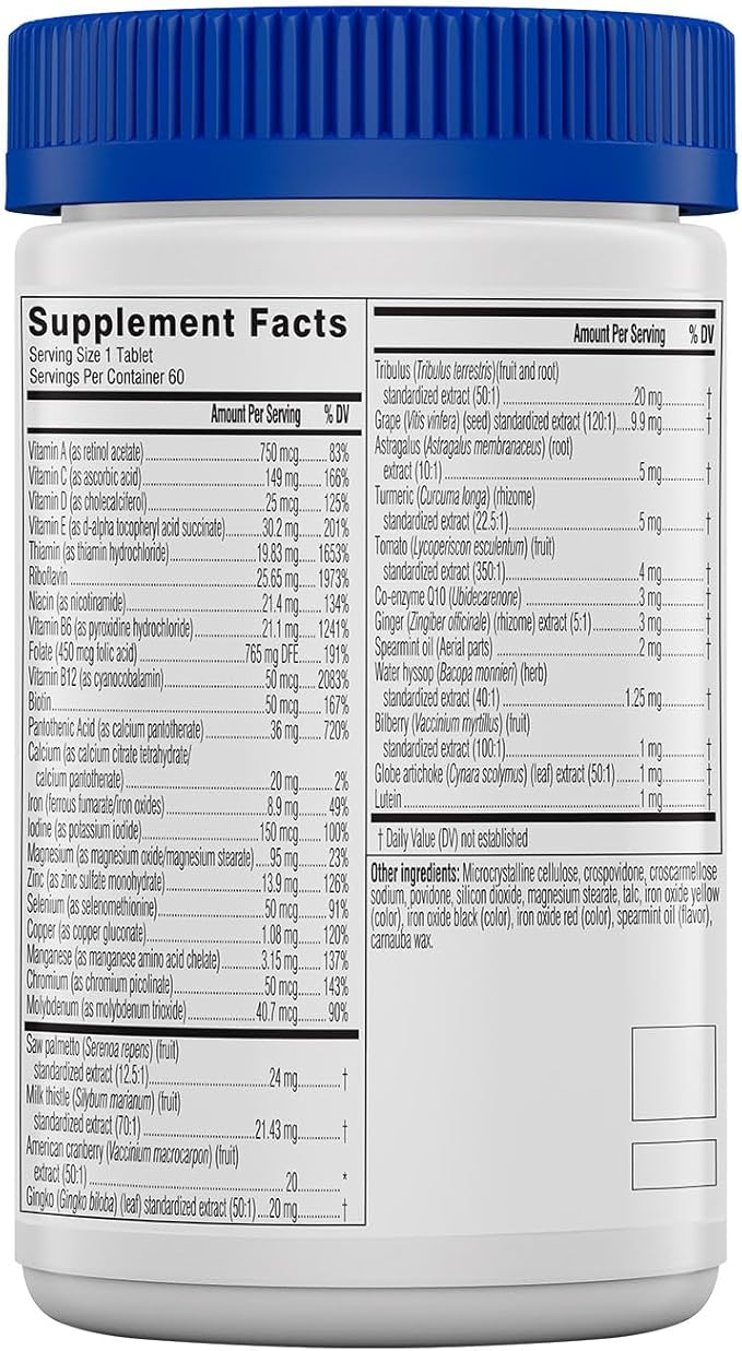 Swisse Daily Multivitamin for Men 50 and Over | 39 Vitamins, Antioxidants and Minerals + Adaptogens | Energy & Immune Support | Mens 50+ Multivitamins Supplement | 60 Tablets