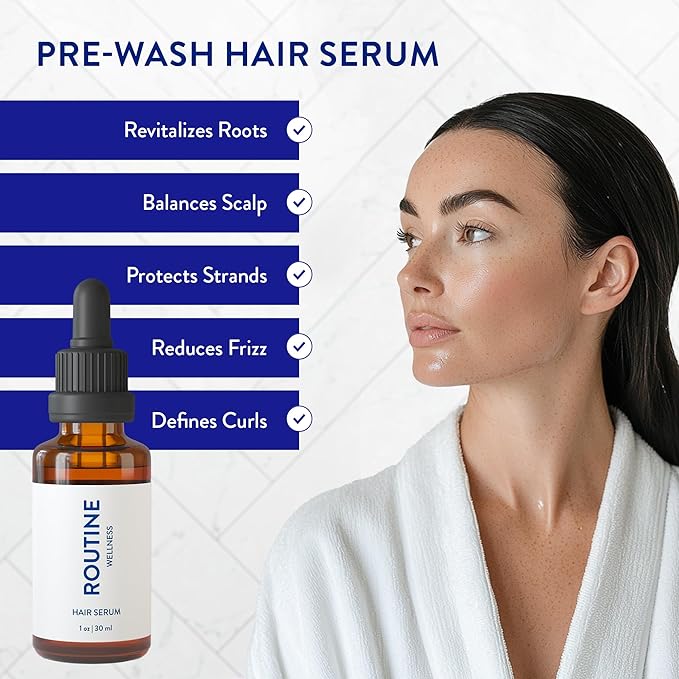 Routine Wellness Bundle - Shampoo and Conditioner Set for Thinning Hair, Two Serums for Scalp Health, Hair Growth Supplement & Hair Mask - Unscented