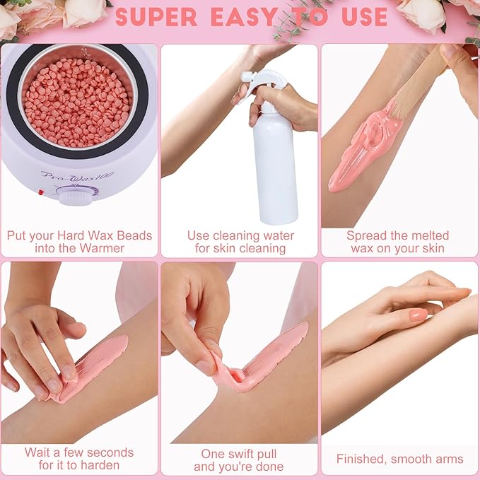 4.8lb Bulk Hard Wax Beads for Hair Removal and Brazilian Full-Body Waxing, Gentle on Sensitive Skin, Bikini Face Leg Underarm Back Chest, Fine and Coarse hair, At-Home and Professional Salon Use, Pink