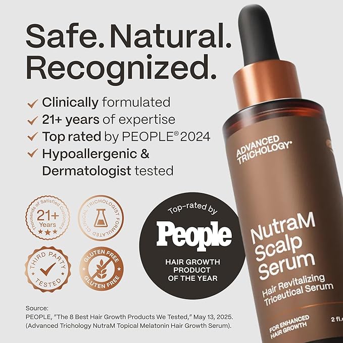 NutraM™ Hair Growth Serum – Dermatologist Tested, Approved* by American Hair Loss Association | Scalp DHT Blocker for Thinning Hair Men and Women, Backed by 20 Years of Hair Regrowth Clinic Experience