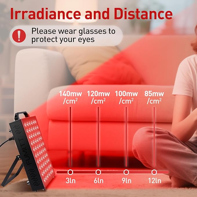 Red Light Therapy,Dual Chip Clinical Grade LED Device with LCD Display Timer Near-Infrared Light 630nm 660nm 810nm 830nm 850nm,Ideal for Face,Body,Pain Relief,Skin Health (Black, 60)