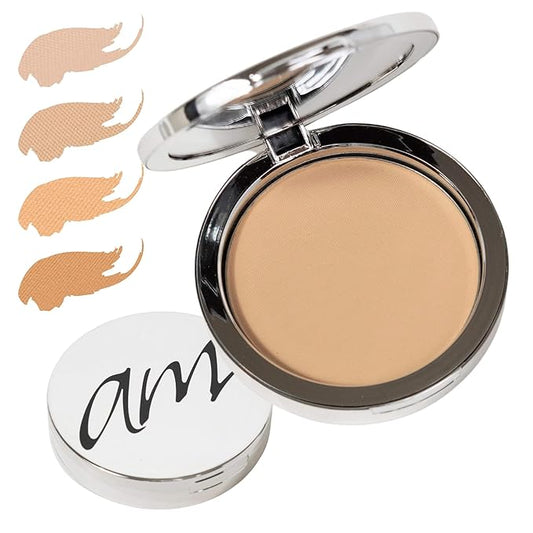4-in-1 Pressed Foundation Powder with Natural SPF, Concealer & Finishing for Medium to Full Coverage Foundation, Mineral-Based (Angelina, .35 oz)