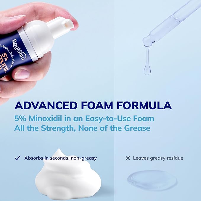 5% Minoxidil Foam for men and women, Extra Strength Hair Regrowth Treatment for Thinning Hair and Hair Loss, Hair Follicle Health – Thicker, Fuller Hair Growth Solution 6 FL.OZ