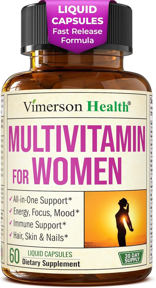 Multivitamin for Women – Essential Womens Multivitamins & Multiminerals 60 Liquid Capsules with Vitamin B12, A, D, C, Zinc, Magnesium & More for Total Wellness – 29 Key Nutrients & Vitamins for Women