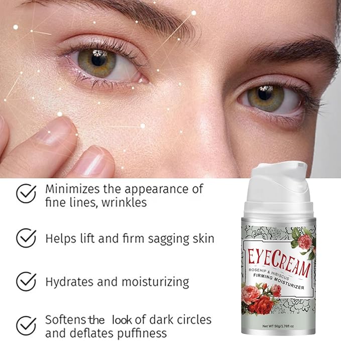 Rosehip Under Eye Cream for Dark Circles - Eye Cream Anti Aging - Anti Wrinkle eye cream for Puffiness and Bags Under Eyes - Firming Eye Serum for Women - Best Under Eye Treatment for Bags
