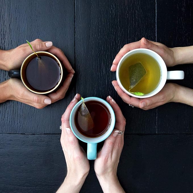 Tea Forte Lotus Petite Presentation Box Tea Gift Set Sampler, 10 Assorted Variety Handcrafted Pyramid Infuser Bags, Black, Green, Oolong, White, Herbal Blends