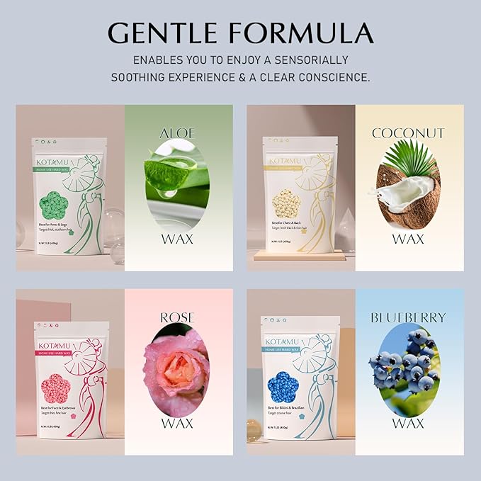 KOTAMU Waxing Kit for Women & Men, Wax Warmer for Hair Removal, Digital Wax Kit with Silicone Pot，Ideal for Face Eyebrow Arm Legs Armpit &Sensitive Skin, Wavi Waxing Machine for Home Salon Use