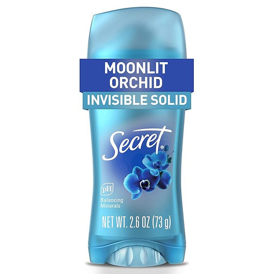 Secret Fresh Antiperspirant Deodorant for Women, 72hr Breathable Sweat & Odor Protection, Instant Freshness & Gentle, PH Balancing Minerals, Invisible Solid, Moonlight Orchid Scent, 2.6 oz
