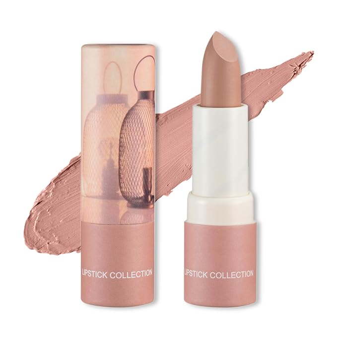 Matte Nude Lipstick Silky Velvet Lip Gloss Nude Lip Stain Paper Tube Lipsticks Non-Stick Cup, Waterproof Long Lasting Matte Lipstick for Women Daily Professional Lip Makeup-02 Nude