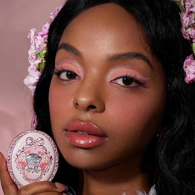 Flower Knows Midsummer Fairytales Velvet Embossed Blush,Fushia Matte Finish,Buildable & Blendable Powder Blush for cheeks,Highly Pigmented,Natural Flush for All Skin Tones(01 Blooming Days,5g)