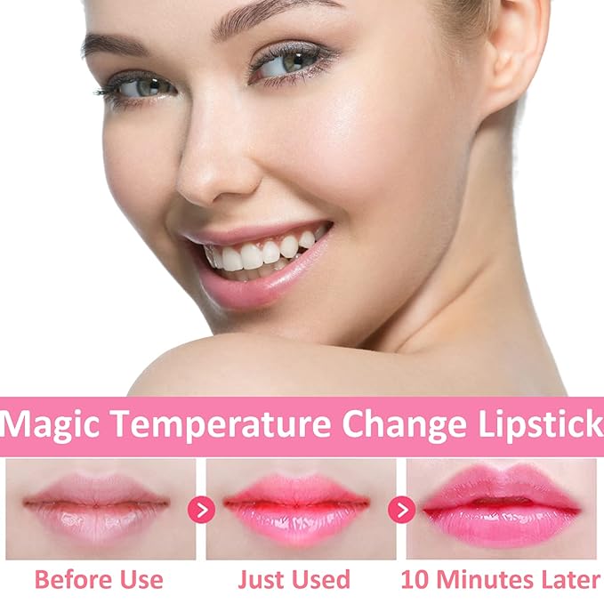 6 Pack Crystal Flower Jelly Lipstick,Magic Color Changing Lipstick,PH Clear Temperature Color Changing Lip Gloss,Lip Balm,Long Lasting Nourishing Moisturizing Lip Stick Set K