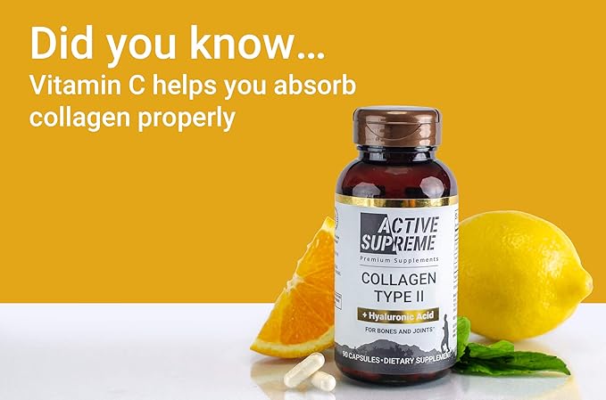 3 Pack Collagen Pills Type 2 for Joint and Cartilage Support - Grass Fed Beef Collagen Hydrolyzed Type 2 Capsules with Vitamin C and Hyaluronic Acid