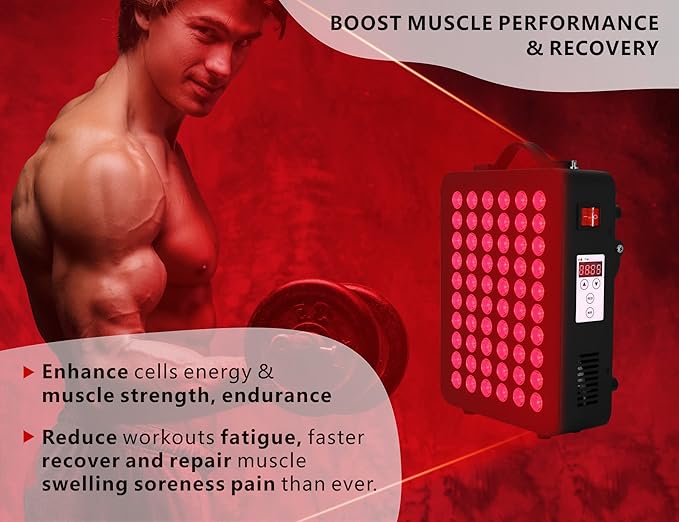 Red Light Therapy for Body 660/880 Panel, Near Infrared Light Therapy Panel, 60 Dual Chip LED Device with 300W of Power, Ideal for Face, Body, Improve Sleep, Skin Health, Includes Hanging Kit & Handle