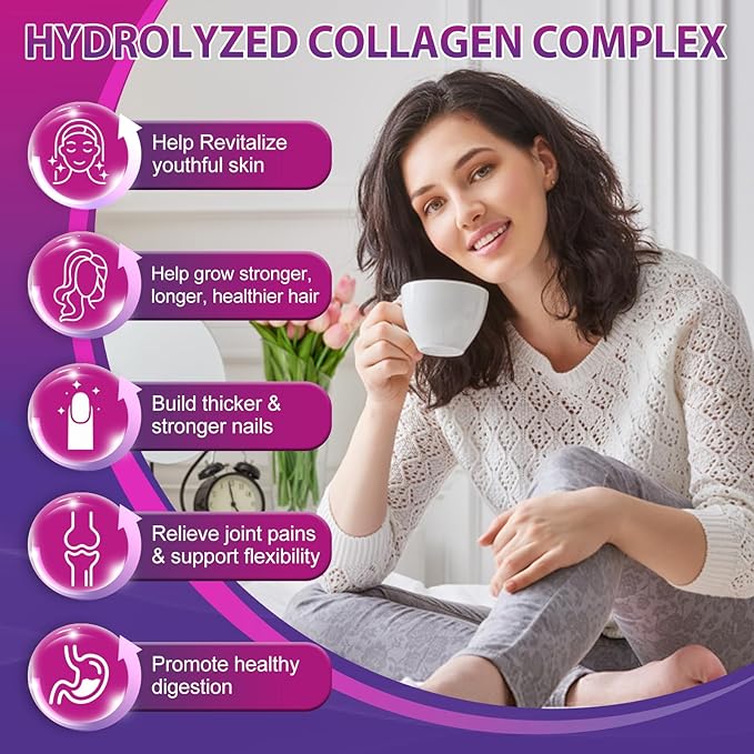 Multi Collagen Peptides Softgel - Type I, II, III, V, X - Hydrolyzed Collagen Peptides with Biotin, Vitamin C, Hyaluronic Acid, Supports Skin Hair Nail, Grass-Fed, Non-GMO, 60 Softgel, 3 Pack