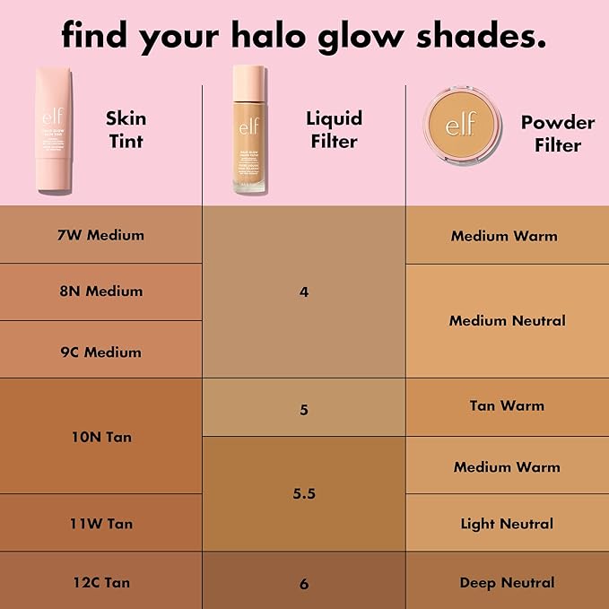 e.l.f. Halo Glow Liquid Filter, Complexion Booster For A Glowing, Soft-Focus Look, Infused With Hyaluronic Acid, Vegan & Cruelty-Free, 6 Tan/Deep