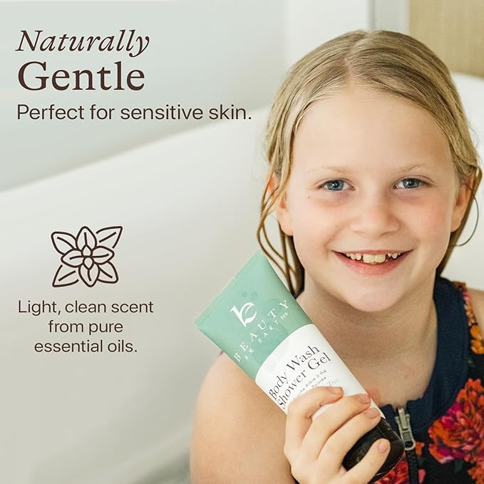 Beauty by Earth Peppermint Tea Tree Oil Shower Gel Body Wash - Made in USA with Organic & Natural Ingredients, Mens Body Soap Liquid, Moisturizing Cleansing Gel for Men & Women, Non Toxic Body Wash