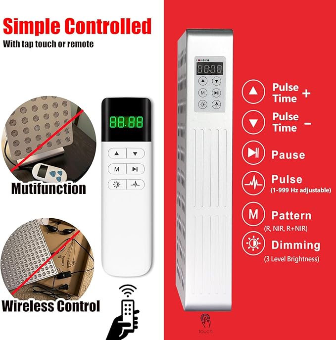 Red Light Therapy for Face and Body - Infrared Red Light Therapy Panel with Stand, 5 Wavelength - 63 LED 660nm Red Light & 850nm Near Infrared Light Therapy Lamp at-Home Device