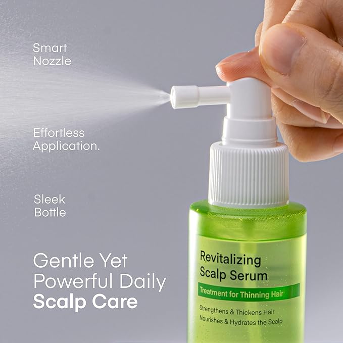 Scalp Serum for Hair Growth Spray - Korean Vegan Treatment for Hair Loss, Thinning & Itchy Scalp, Dermatologically-Tested, Lightweight Exfoliates Dandruff, Strengthen Roots for Men & Women - 2 Pack