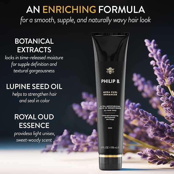 PHILIP B Mega Curl Enhancer, 6 fl. oz. (178 ml) - Ultra-Moisturizing Leave-in Conditioner, Repairs Dry Strands, Tames Frizz