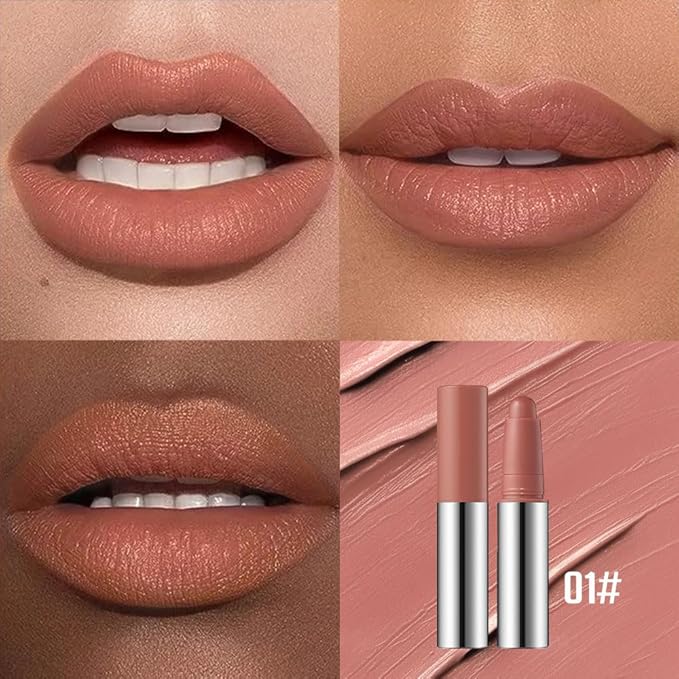 Muted Nude Brown Matte Lipstick Crayon – Waterproof Long Lasting Lip Liner Pencil, High Pigment Creamy Velvet Lipstick, Non-Drying Lip Color for Women, 01#