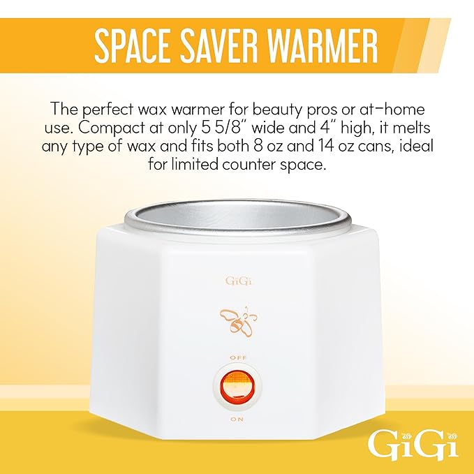 GiGi Hair Removal Wax Warmer, Waxing Kit, Space Saver, Compact, Accomodates 8 oz and 14 oz Wax Cans, 1 Pack