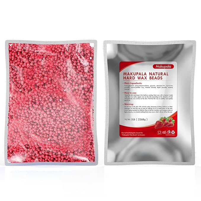 5 lb Wax Beads for Hair Removal, Salon-Quality Refill Bulk Waxing Bead for Bikini, Legs, Armpits, Body, Face, Sensitive Skin Coarse and Fine Hair, At-Home or Professional Use, Christmas Red