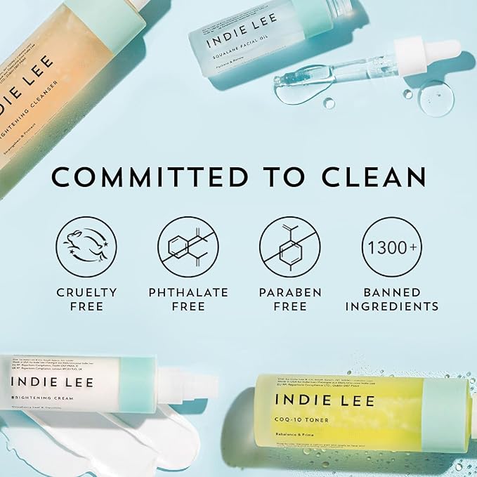Indie Lee Brightening Facial Gel Cleanser, Clean & Gentle Daily Hydrating Makeup Remover & Exfoliating Face Wash & Mask, Non-Stripping Vegan & Plant-Based Formula, For All Skin Types (30 ml)