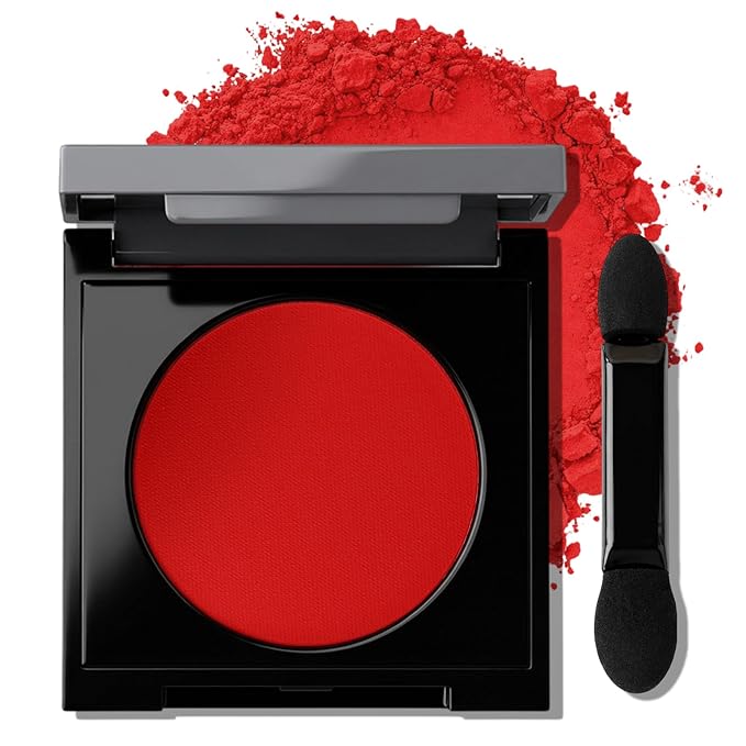 Erinde Bright Red Single Eyeshadow Makeup with Mirror, High Pigment Matte Eye Shadow, Lightweight Blendable Waterproof Eye Shadow Palette Sombra Para Ojos, A03 Fire Red