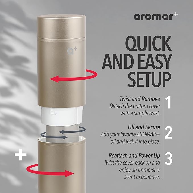 AROMAR Smart Waterless Oil Diffuser - Cold-Air Essential Scent Machine, App-Controlled, Covers 1000 Sq.Ft - Includes 'New York' Scent - Perfect for Home, Office, & Business use - Gold