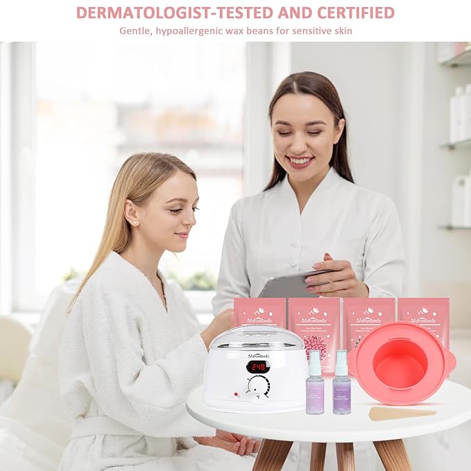 Waxing Kit -Digital Wax Warmer Machine for Hair Removal with 4 Packs of Hard Wax Beads & Silicone Pot for Full Body, Legs, Face, Eyebrows, Bikini, Brazilian at Home Waxing Kit for Women Men