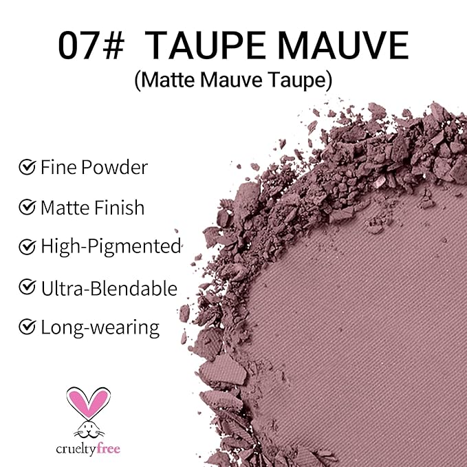 Erinde Mauve Taupe Matte Eyeshadow Palette Makeup for Older Women, Plum Purple Neutral Single Eye Shadow Powder for Green Eyes, High Pigment Waterproof Eyeshadow Sombra Para Ojos, 07