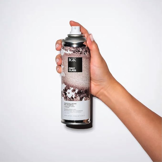 IGK First Class Charcoal Detox Dry Shampoo Travel Size | Extends Style for Days | Cleanses, Absorbs Oil and Refreshes | Eliminates Odor Post-Workout | 2.0 Fl Oz (Pack of 2)