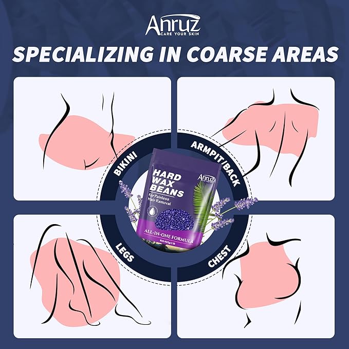 Hard Lavender Wax Beads (1lb) - Professional Hair Removal for Brazilian Bikini, Legs, Underarms, Chest - Home Waxing for Any Warmer